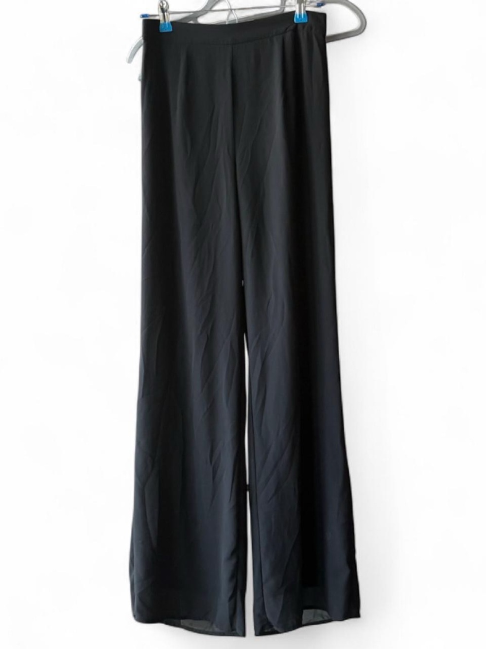 Miss Avenue Black Wide Leg High Waisted Mesh Layered Dress Pants Size S